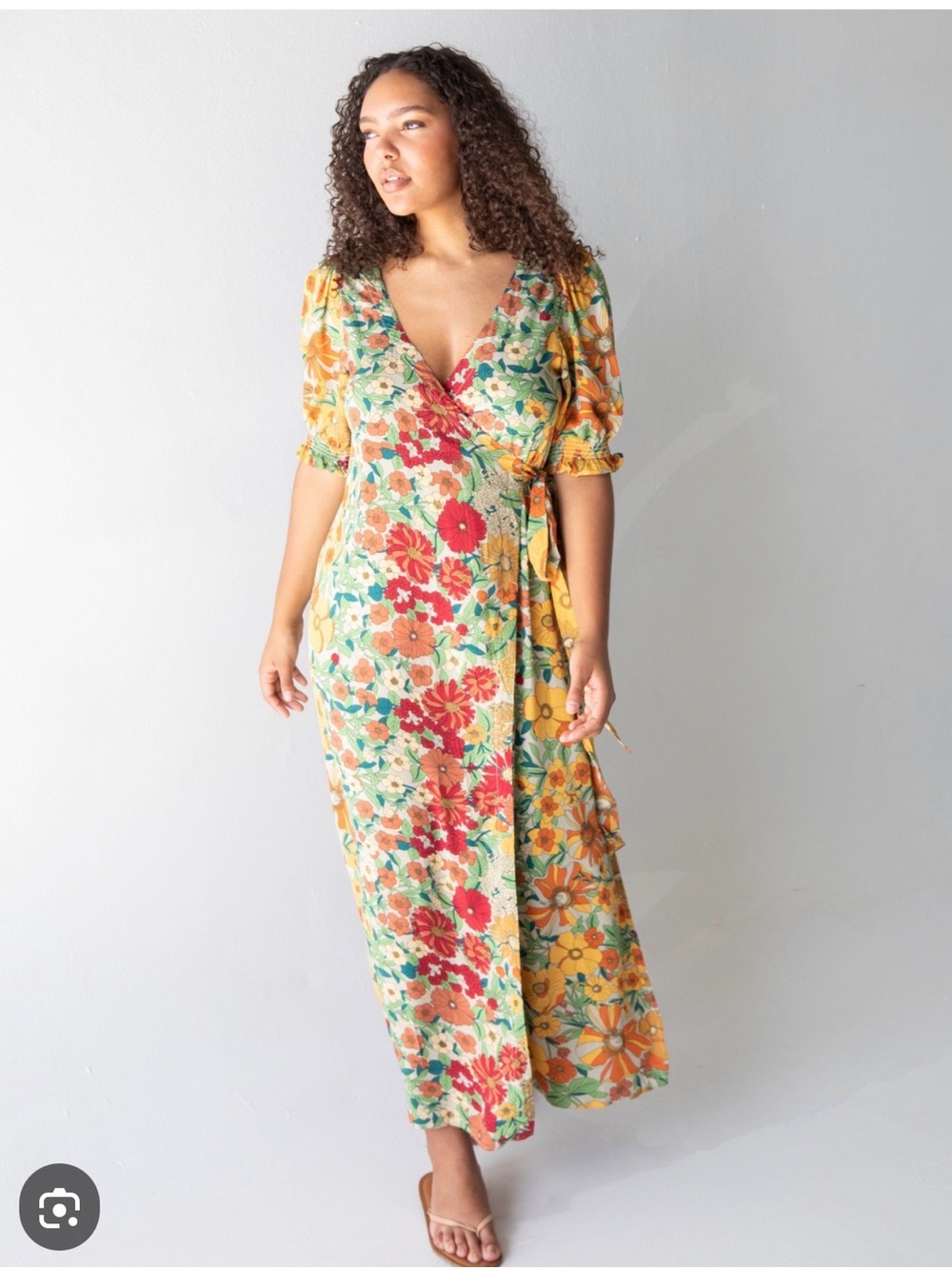 Natural Life Sophia Wrap Maxi Dress in gold vintage floral print large NWT - Picture 2 of 8